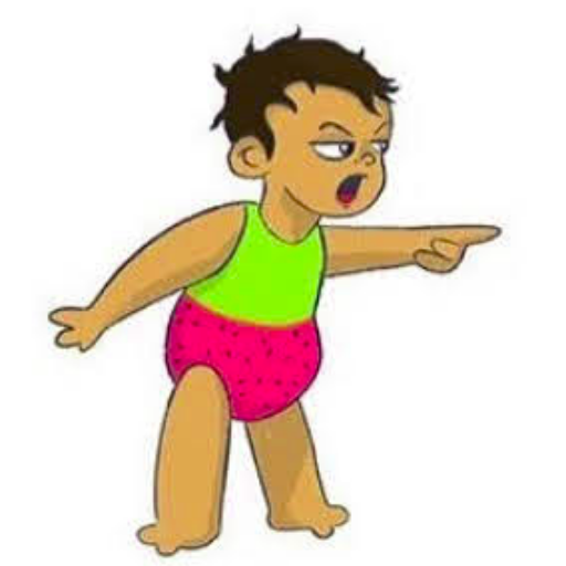 Girl pointing with Google Play logo in corner